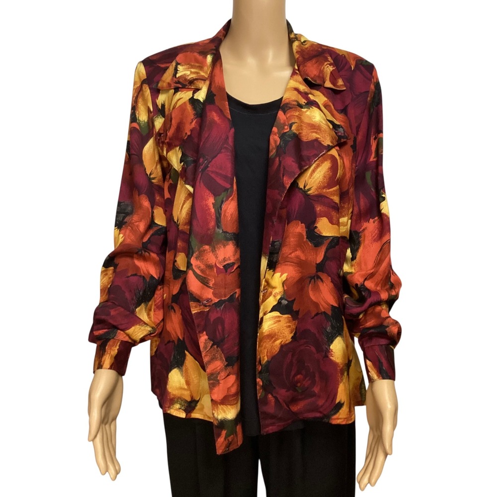 Vintage 90s Norton McNaughton Floral Double Breasted Jacket Blazer Size 6 USA